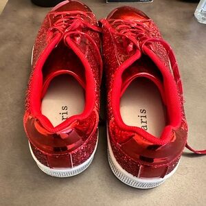 Red Glitter Low-Top Sneakers